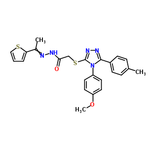 4654-73-3  2-{[4-(4-methoxyphenyl)-5-(4-methylphenyl)-4H-1,2,4-triazol-3-yl]sulfanyl}-N'-[1-(thiophen-2-yl)ethylidene]acetohydrazide