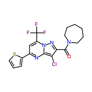 5678-77-3  azepan-1-yl[3-chloro-5-(thiophen-2-yl)-7-(trifluoromethyl)pyrazolo[1,5-a]pyrimidin-2-yl]methanone