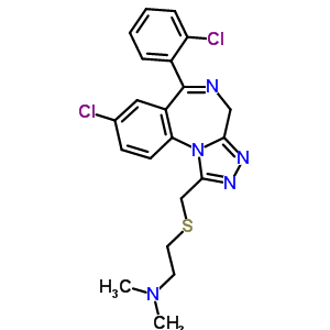 85677-83-4  2-({[8-chloro-6-(2-chlorophenyl)-4H-[1,2,4]triazolo[4,3-a][1,4]benzodiazepin-1-yl]methyl}sulfanyl)-N,N-dimethylethanamine