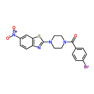 5975-10-0  2-{4-[(4-bromophenyl)carbonyl]piperazin-1-yl}-6-nitro-1,3-benzothiazole