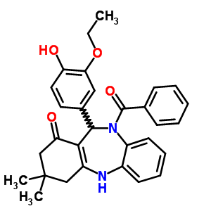 5977-50-4  11-(3-ethoxy-4-hydroxyphenyl)-3,3-dimethyl-10-(phenylcarbonyl)-2,3,4,5,10,11-hexahydro-1H-dibenzo[b,e][1,4]diazepin-1-one