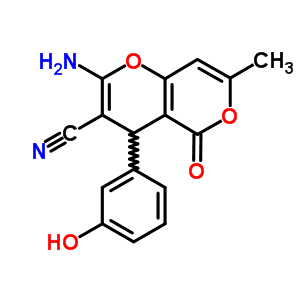 220986-31-2  2-amino-4-(3-hydroxyphenyl)-7-methyl-5-oxo-4H,5H-pyrano[4,3-b]pyran-3-carbonitrile