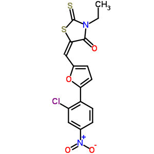 5669-45-4  (5E)-5-{[5-(2-chloro-4-nitrophenyl)furan-2-yl]methylidene}-3-ethyl-2-thioxo-1,3-thiazolidin-4-one