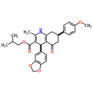 5724-19-6  2-methylpropyl 4-(1,3-benzodioxol-5-yl)-7-(4-methoxyphenyl)-2-methyl-5-oxo-1,4,5,6,7,8-hexahydroquinoline-3-carboxylate