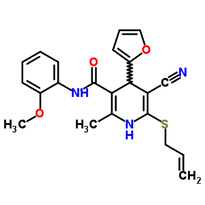 5915-39-9  5-cyano-4-furan-2-yl-N-(2-methoxyphenyl)-2-methyl-6-(prop-2-en-1-ylsulfanyl)-1,4-dihydropyridine-3-carboxamide