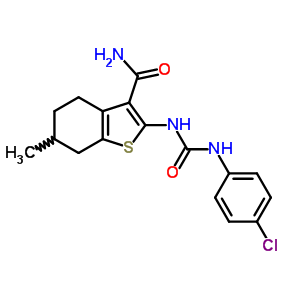 5971-05-1  2-{[(4-chlorophenyl)carbamoyl]amino}-6-methyl-4,5,6,7-tetrahydro-1-benzothiophene-3-carboxamide