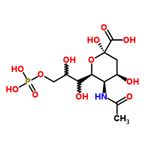37992-17-9  (2R,4R,5R,6S)-5-acetamido-6-(1,2-dihydroxy-3-phosphonooxy-propyl)-2,4-dihydroxy-tetrahydropyran-2-carboxylic acid