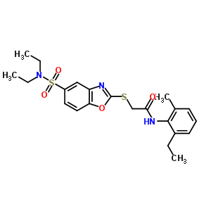 5360-25-8  2-{[5-(diethylsulfamoyl)-1,3-benzoxazol-2-yl]sulfanyl}-N-(2-ethyl-6-methylphenyl)acetamide