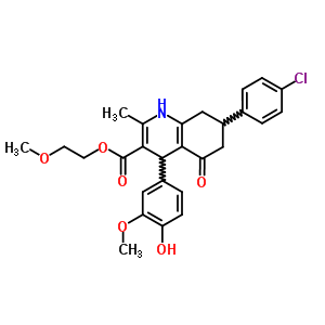 5708-41-8  2-methoxyethyl 7-(4-chlorophenyl)-4-(4-hydroxy-3-methoxyphenyl)-2-methyl-5-oxo-1,4,5,6,7,8-hexahydroquinoline-3-carboxylate