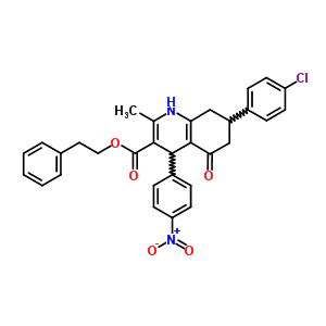 5719-37-9  2-phenylethyl 7-(4-chlorophenyl)-2-methyl-4-(4-nitrophenyl)-5-oxo-1,4,5,6,7,8-hexahydroquinoline-3-carboxylate