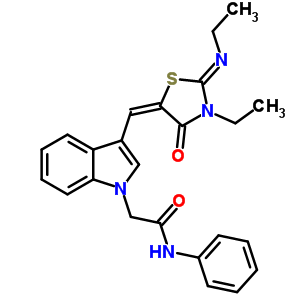 6063-49-6  2-(3-{(E)-[(2Z)-3-ethyl-2-(ethylimino)-4-oxo-1,3-thiazolidin-5-ylidene]methyl}-1H-indol-1-yl)-N-phenylacetamide