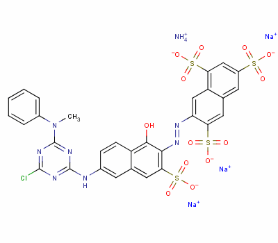 75559-05-6  ammonium trisodium 7-[[6-[[4-chloro-6-(methylphenylamino)-1,3,5-triazin-2-yl]amino]-1-hydroxy-3-sulphonato-2-naphthyl]azo]naphthalene-1,3,6-trisulphonate