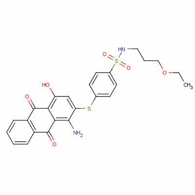 85392-23-0  4-[(1-amino-9,10-dihydro-4-hydroxy-9,10-dioxo-2-anthryl)thio]-N-(3-ethoxypropyl)benzenesulphonamide