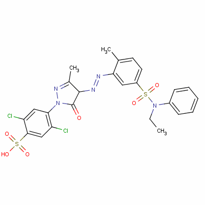 85455-44-3  2,5-dichloro-4-[4-[[5-[(ethylphenylamino)sulphonyl]-o-tolyl]azo]-4,5-dihydro-3-methyl-5-oxo-1H-pyrazol-1-yl]benzenesulphonic acid