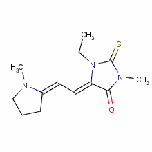 93446-30-1  1-ethyl-3-methyl-5-[(1-methyl-2-pyrrolidinylidene)ethylidene]-2-thioxoimidazolidin-4-one