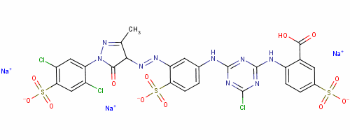 93778-50-8  trisodium hydrogen 2-[[4-chloro-6-[[3-[[1-(2,5-dichloro-4-sulphonatophenyl)-4,5-dihydro-3-methyl-5-oxo-1H-pyrazol-4-yl]azo]-4-sulphonatophenyl]amino]-1,3,5-triazin-2-yl]amino]-5-sulphonatobenzoate