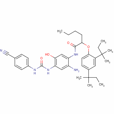 93783-13-2  N-[2-amino-4-[[[(4-cyanophenyl)amino]carbonyl]amino]-5-hydroxyphenyl]-2-[2,4-bis(1,1-dimethylpropyl)phenoxy]hexanamide