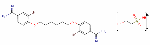 93856-83-8  2-hydroxyethanesulphonic acid, compound with 4,4'-[hexane-1,6-diylbis(oxy)]bis[3-bromobenzenecarboxamidine] (2:1)