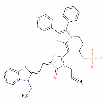 93857-84-2  3-allyl-2-[[4,5-diphenyl-3-(4-sulphonatobutyl)thiazol-2(3H)-ylidene]methyl]-5-[(3-ethylbenzothiazol-2(3H)-ylidene)ethylidene]-4-oxothiazolium