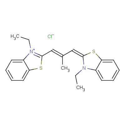 93859-01-9  3-ethyl-2-[3-(3-ethyl-3H-benzothiazol-2-ylidene)-2-methylprop-1-enyl]benzothiazolium chloride