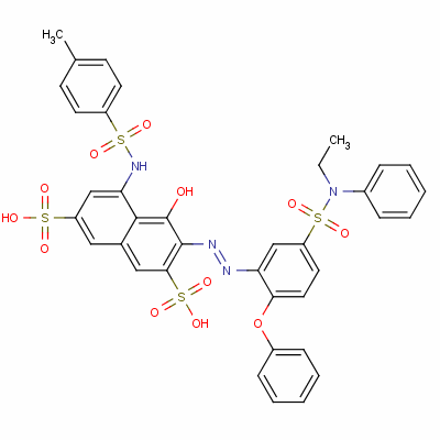 93882-09-8  3-[[5-[(ethylphenylamino)sulphonyl]-2-phenoxyphenyl]azo]-4-hydroxy-5-[[(p-tolyl)sulphonyl]amino]naphthalene-2,7-disulphonic acid