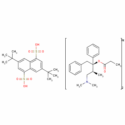 93940-39-7  3,7-di-(tert-butyl)naphthalene-1,5-disulphonic acid, compound with [R-(R*,S*)]-1-benzyl-3-(dimethylamino)-2-methyl-1-phenylpropyl propionate (1:2)