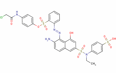 93940-62-6  1-[(p-chloroacetamido)phenyl] 2-[[2-amino-6-[[ethyl(4-sulphophenyl)amino]sulphonyl]-8-hydroxy-1-naphthyl]azo]benzenesulphonate