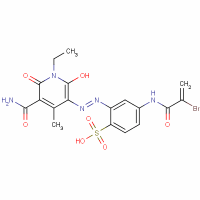 93940-66-0  4-[(2-bromoacryloyl)amino]-2-[[5-carbamoyl-1-ethyl-1,6-dihydro-2-hydroxy-4-methyl-6-oxo-3-pyridyl]azo]benzenesulphonic acid