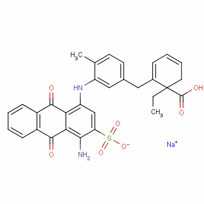 93942-77-9  sodium 1-ethyl 2-[[3-[(4-amino-9,10-dihydro-9,10-dioxo-3-sulphonato-1-anthryl)amino]-p-tolyl]methyl]benzoate