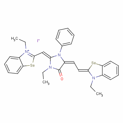 93964-28-4  3-ethyl-2-[[1-ethyl-4-[(3-ethyl-3H-benzoselenazol-2-ylidene)ethylidene]-5-oxo-3-phenylimidazolidin-2-ylidene]methyl]benzoselenazolium iodide