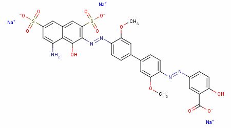93964-64-8  trisodium 5-[[4'-[(8-amino-1-hydroxy-3,6-disulphonato-2-naphthyl)azo]-3,3'-dimethoxy[1,1'-biphenyl]-4-yl]azo]salicylate