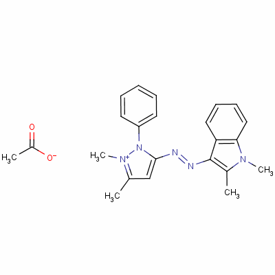 94135-77-0  3-[(1,2-dimethyl-1H-indol-3-yl)azo]-1,5-dimethyl-2-phenyl-1H-pyrazolium acetate