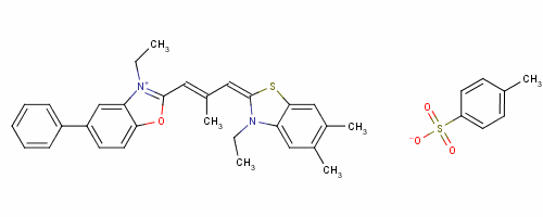 94158-33-5  3-ethyl-2-[3-(3-ethyl-5,6-dimethyl-3H-benzothiazol-2-ylidene)-2-methylprop-1-enyl]-5-phenylbenzoxazolium p-toluenesulphonate