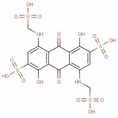 95008-84-7  9,10-dihydro-1,5-dihydroxy-9,10-dioxo-4,8-bis[(sulphomethyl)amino]anthracene-2,6-disulphonic acid