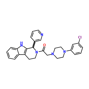 110785-24-5  2-[4-(3-chlorophenyl)piperazin-1-yl]-1-[1-(pyridin-3-yl)-1,3,4,9-tetrahydro-2H-beta-carbolin-2-yl]ethanone