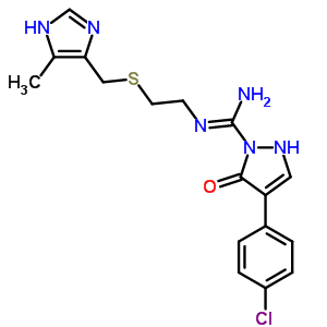 87610-91-1  4-(4-chlorophenyl)-N'-(2-{[(5-methyl-1H-imidazol-4-yl)methyl]sulfanyl}ethyl)-5-oxo-2,5-dihydro-1H-pyrazole-1-carboximidamide