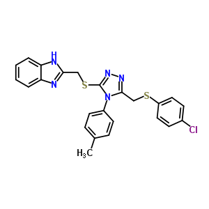 81863-71-0  2-({[5-{[(4-chlorophenyl)sulfanyl]methyl}-4-(4-methylphenyl)-4H-1,2,4-triazol-3-yl]sulfanyl}methyl)-1H-benzimidazole