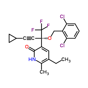 335665-82-2  3-{(2S)-4-cyclopropyl-2-[(2,6-dichlorobenzyl)oxy]-1,1,1-trifluorobut-3-yn-2-yl}-5-ethyl-6-methylpyridin-2(1H)-one