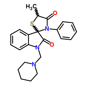 91870-79-0  5'-methyl-3'-phenyl-1-(piperidin-1-ylmethyl)-4'H-spiro[indole-3,2'-[1,3]thiazolidine]-2,4'(1H)-dione