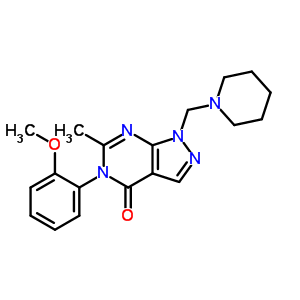 90399-94-3  5-(2-methoxyphenyl)-6-methyl-1-(piperidin-1-ylmethyl)-1,5-dihydro-4H-pyrazolo[3,4-d]pyrimidin-4-one