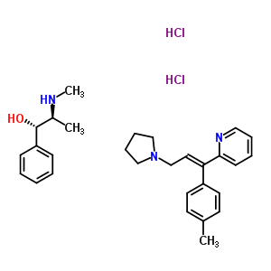 113623-91-9;8054-27-1  (1S,2S)-2-(methylamino)-1-phenylpropan-1-ol - 2-[(1E)-1-(4-methylphenyl)-3-pyrrolidin-1-ylprop-1-en-1-yl]pyridine (1:1) dihydrochloride