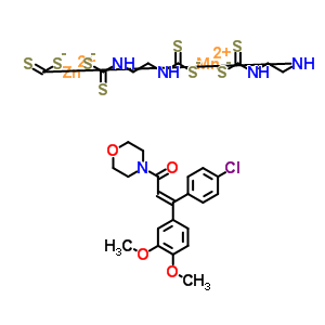 119793-38-3;146610-79-9;156680-27-2;217631-12-4  carbamodithioic acid, 1,2-ethanediylbis-, manganese(2+) zinc salt, compd. with 4-[(2E)-3-(4-chlorophenyl)-3-(3,4-dimethoxyphenyl)-1-oxo-2-propenyl]morpholine (2:1:1:1)