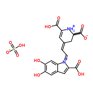 37717-82-1  (4E)-6-carboxy-4-[(2E)-2-(2-carboxy-5,6-dihydroxy-1H-indolium-1-ylidene)ethylidene]-1,2,3,4-tetrahydropyridinium-2-carboxylate hydrogen sulfate