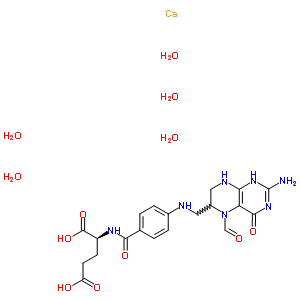 41927-89-3  N-[(4-{[(2-amino-5-formyl-4-oxo-1,4,5,6,7,8-hexahydropteridin-6-yl)methyl]amino}phenyl)carbonyl]-L-glutamic acid - calcium (1:1) pentahydrate