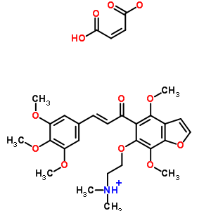 52171-39-8  2-({4,7-dimethoxy-5-[(2E)-3-(3,4,5-trimethoxyphenyl)prop-2-enoyl]-1-benzofuran-6-yl}oxy)-N,N-dimethylethanaminium (2Z)-3-carboxyprop-2-enoate