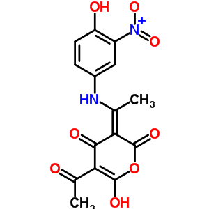 64353-90-8  (3E)-5-acetyl-6-hydroxy-3-{1-[(4-hydroxy-3-nitrophenyl)amino]ethylidene}-2H-pyran-2,4(3H)-dione