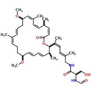 117582-91-9  N-{(2E,4Z)-5-[(4E,6E,11Z,13E,17Z,19Z,22Z)-8,16-dimethoxy-3,12,18,21-tetramethyl-24-oxooxacyclotetracosa-4,6,11,13,17,19,22-heptaen-2-yl]-2-methylhexa-2,4-dien-1-yl}-N~2~-formylserinamide