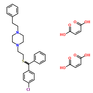23941-14-2  1-(2-{[(4-chlorophenyl)(phenyl)methyl]sulfanyl}ethyl)-4-(2-phenylethyl)piperazine di[(2Z)-but-2-enedioate]