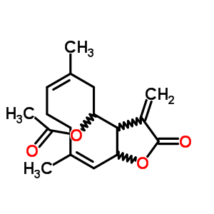 24164-13-4  (3aR,4R,6E,10E,11aR)-6,10-dimethyl-3-methylidene-2-oxo-2,3,3a,4,5,8,9,11a-octahydrocyclodeca[b]furan-4-yl acetate