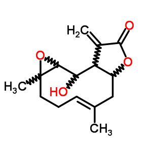 41653-77-4  (4E)-10-hydroxy-1a,5-dimethyl-9-methylidene-2,3,6,6a,9,9a,10,10a-octahydrooxireno[4,5]cyclodeca[1,2-b]furan-8(1aH)-one